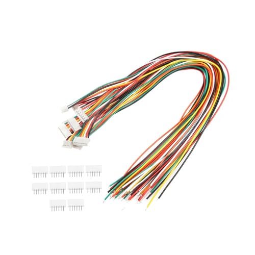 ASLVNEKGOR 10Sets JST PH2.0 2.0mm Wire Cable Connector 2/3/4/5/6/7/8/9/10 Pin Pitch Male Female Socket 30CM Wire Length 26AWG(10 Sets 6P)