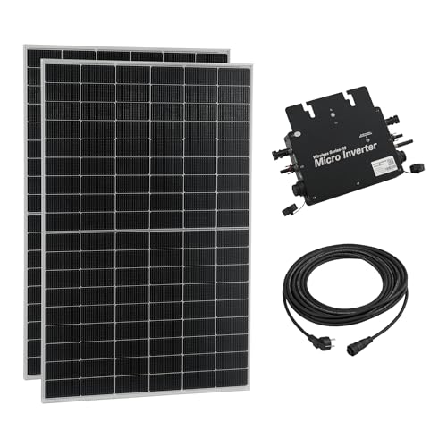 pro.tec Balkonkraftwerk Brusson 860 W Komplettset mit 2x430W N-Topcon-Technologie Solaranlage mit Wechselrichter mit App und WIFI Solarmodulen 10m Kabel Photovoltaik Plug+Play