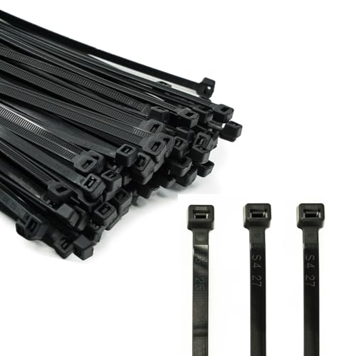 ERKO Kabelbinder Schwarz 200 x 4,8 mm Set 100 Stück UV-beständig, Für Kabelmanagement, Gartenarbeit, Wohnen, Werkstätten