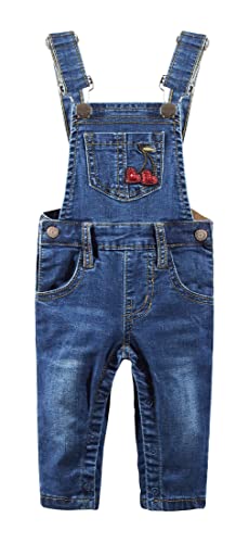 KIDSCOOL SPACE Baby-Latzhose, Herzform Pailletten Dekor Slim Jean Latzhose,Blau,9-12 Monate