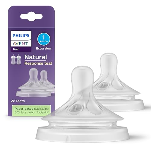 Philips Avent Natural Response Sauger – 2x Sauger für Babyflaschen mit Durchflussstärke 1, für Neugeborene ab 0 Monaten, BPA-frei (Modell SCY961/02)