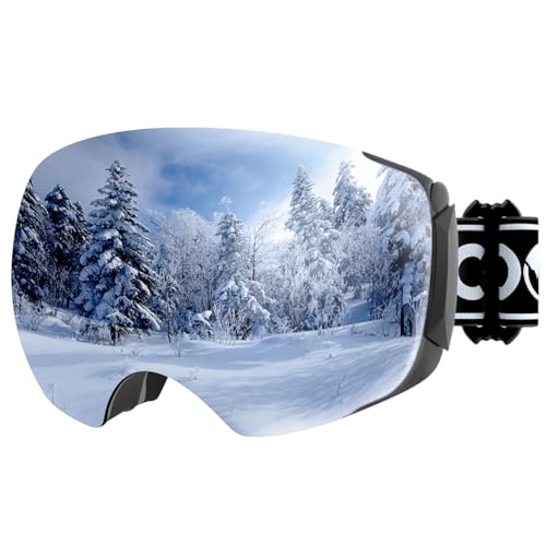 COOLOO Skibrille Herren Damen Jugendliche - Magnetischer OTG Rahmenloser Anti-Beschlag-Schutz mit 100% UV-Schutz