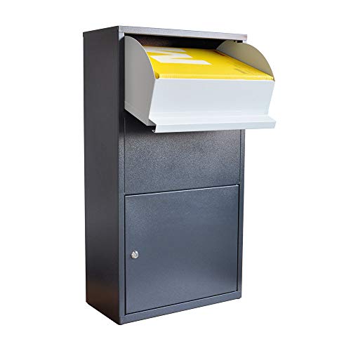 Haussmann Paketbriefkasten, Paketbox, Paletkasten, Briefkasten, Postbox, XXL Briefkasten, Kontaktlose Zustellung für Pakete, Briefe, etc, mit Zylinderschloss, 4 Schlüssel, Sicherheitsklappe