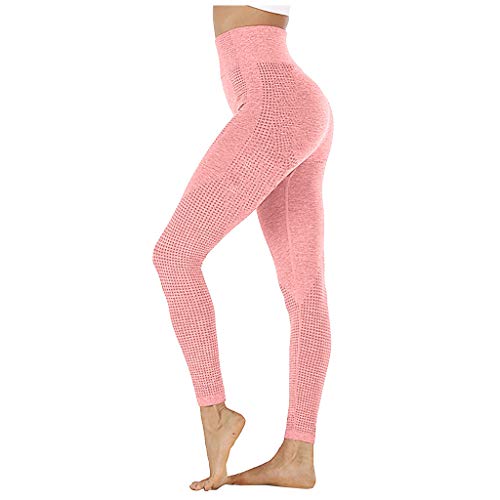 Damen Bauchweg Yogahosen Hoch Elastisch Yogahose Slim Fit Stretch Hohe Taille Yoga Hosen Hüfte High Waist Fitness Trainingshose Enges Bein Sporthose Gym Skinny Jogginghose Lang (Watermelon Red, S)