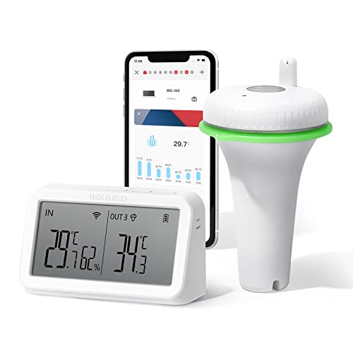 INKBIRD WiFi Schwimmendes Poolthermometer, IBS-P02R mit IBS-M2 WiFi Gateway Kombinationsset, App Steuerung, 9 Kanal