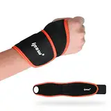 ipow [ 2er Set Handgelenkbandage Handgelenkstütze einstellbare atmungsaktive Handgelenk Unterstützung für Sport, Fitness & Bodybuilding - Schwarz Grau Rot (Orange + Schwarz)