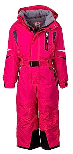 Schneeanzug Kinder, wasserdichter Skianzug Jungen/Mädchen, einteiliger Winter-Overall | 110 116 122 128 134 140 (Pink, 116-122)