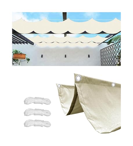 Sonnensegel Einziehbares 1x3M(BxL) Verstellbar Sonnensegel Welle Aufrollbar Segeltuch Markise Wasserdicht Sonnenschutz UV-Schutz für Outdoor Pergola Garten Balkon Terrasse Creme