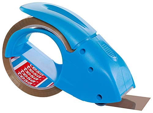 tesapack Abroller Pack' n' Go - Ergonomischer, blauer Handabroller für Paketbänder - Inklusive 50 m x 48 mm Klebeband