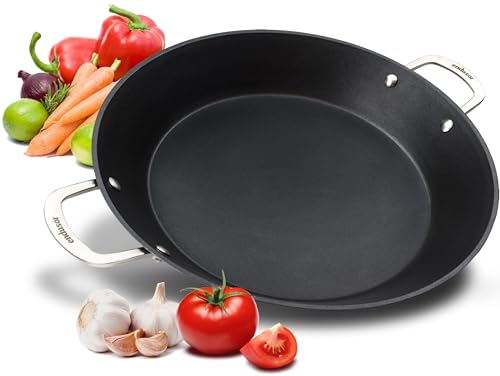 endusor Paella Pfanne INDUKTION Ø 38cm mit Antihaft-Beschichtung | 6-8 Personen | alle Herdarten + Backofen + Gasgrill | Professionelle Paellapfanne aus hochwertigem Aluminium