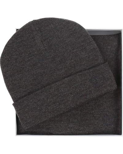 bugatti Geschenkset für Herren - Mütze und Schal in Geschenkbox - Schal 26 x 180 cm Schwarz