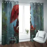 Deertweet Home Verdunkelungsvorhänge im chinesischen Stil Cartoon Panda Wärmeisolierte Vorhänge für Kinder Schlafzimmer Wohnzimmer Energiesparfenster Vorhänge 2 Paneele H114xB96