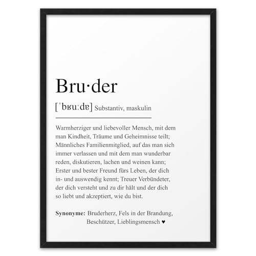 BRUDER DEFINITION | ABOUKI Kunstdruck | Bruder Geschenk Bruder Bild Bruder Poster Beste Bruder Geschenke für Bruder Weihnachten Personalisierte Geschenke Bruder | DIN A4 ohne Rahmen