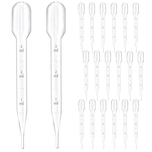 20 Stück 3ml Pipetten,Dosierpipette,Einweg Pipetten Mit Skala,Kunststoff-Transferpipetten,für Labor Versuch,ätherische Öle,Klassenzimmer Experiment