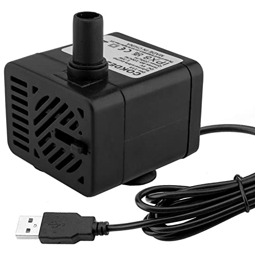 USB Mini Tauchwasserpumpe (DC 5V 1-3W 200L/H) Einstellbare, ultraleise kleine Wasserpumpe für Haustierbrunnen, Aquarium, Teich, Hydroponik, drinnen oder draußen