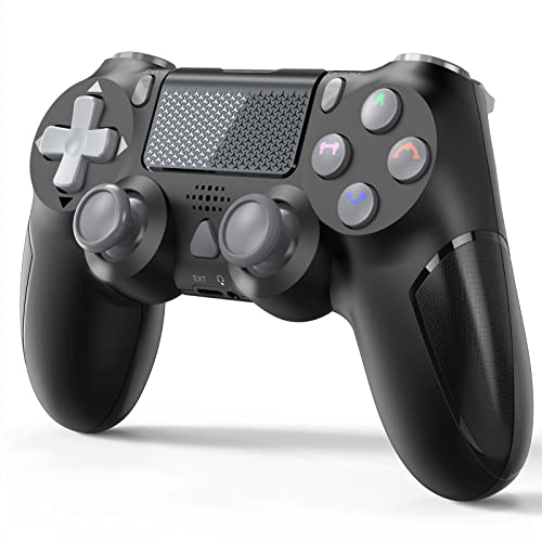 JJVYE Wireless Controller für PS4, Wireless Game Controller Joystick für PS4/PS4 Pro/PS4 Slim Konsole mit Dual Vibration/6-Achsen Gyro Sensor-Funktion (Schwarz)