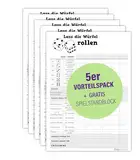 Vorteilspaket 5 x Ersatz Würfelblock + 1 x Gratis Spielstandsblock, A6, Qualitätspapier, Durchschlagsicher, Made in Germany, umweltfreundlicher Druck