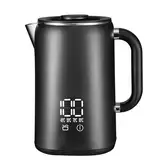 Lehmann Edelstahl Wasserkocher mit Temperaturhaltung, 1,7 Liter, Temperaturkontrolle 45-100℃, Edelstahl Teekocher mit Thermostat und Touch-Display, Anti-Fingerprint, BPA frei, schwarz