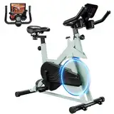 2025 Neu Lacuffy Heimtrainer Fahrrad Leises, Ergometer Hometrainer mit Einstellbarem Magnetischem Widerstand, Spinning Bike 136KG mit App, Indoor Fitnessbike mit Fitnesskurse und Online-Wettbewerbe