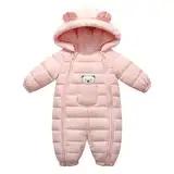 Baby Schneeanzüge Winter Overall Strampler Mit Kapuze Outfits Bär Jungen Mädchen Spielanzug Hellrosa 12-18 Monate