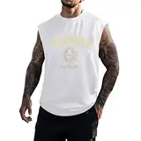 Herren Tanktop, Tank Shirt Herren Weiß, Ärmellos Weste Muskelshirt mit druck Running Jogging Gym Unterhemd Leicht Rundhals Funktionsshirt Luftdurchlässig Bequeme Tee Top Menswear 2024