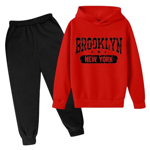Generisch Kinder Anzug Set Junge Kinder Jungen Sport Kleidung Set Langarm Sportshirt mit Hose Loose Fit Fußball Basketball Sportanzuzg Trainingsanzug