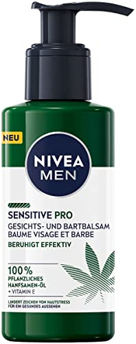 NIVEA MEN Sensitive Pro Gesichts- und Bartbalsam (150 ml), feuchtigkeitsspendende Creme mit Hanfsamenöl & Vitamin E, beruhigender, leichter Balsam für Bartträger