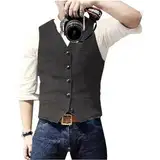 Solovedress Herren Casual Wolle Fischgrätmuster Anzug Weste V-Ausschnitt Tweed Weste für Hochzeit Groomsmen(Grau.XL)