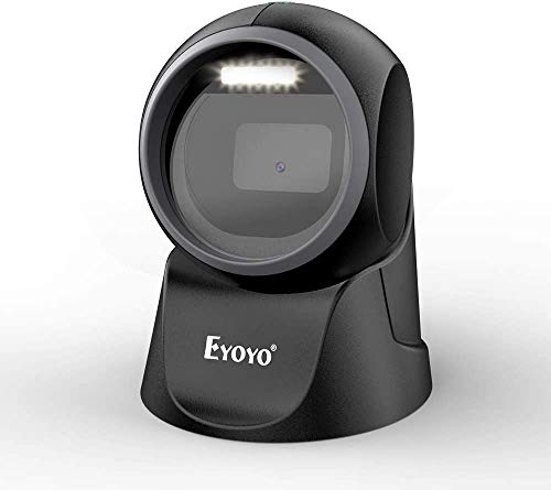 Eyoyo 1D 2D QR Desktop-Barcode-Scanner, Omnidirektionaler Barcode-Leser mit automatischer Freisprech-Erkennung für POS, PC, Supermarkt und Bücher (EY-7130)