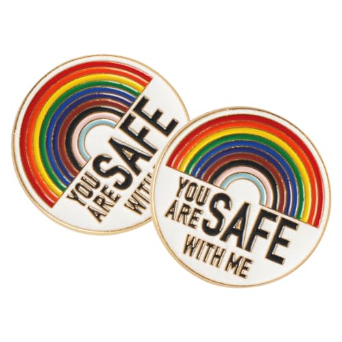 2Stücke You Are Safe With Me Regenbogen Emaille Pins Langlebiges Pride Abzeichen für Shirts Taschen Hüte für Gesundheitswesen Sozialdienste