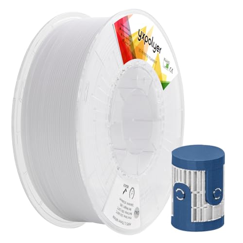 YXPOLYER HIPS 3D-Drucker-Filament Weiß 1,75 mm, Hochschlagfestes Polystyrol für lösliche Stützen im ABS-Druck, für komplexe Modelle, leicht löslich mit Limonen, 1-kg-Spule