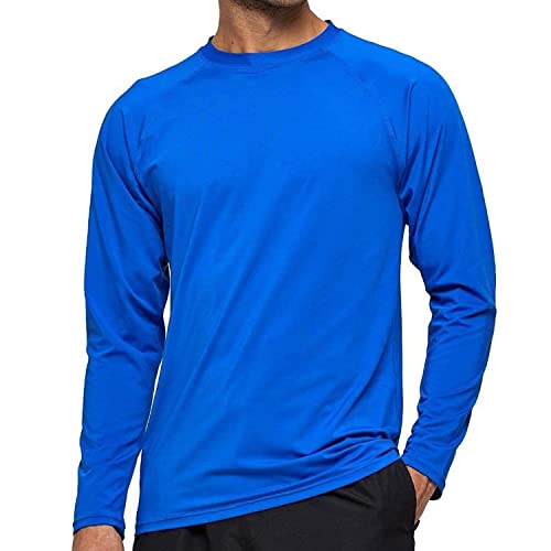 Arcweg Langarmshirt Herren Rash Guards Farbecht UV Schutz Funktionsshirt Langarm Shirt Schnelltrocknend Atmungsaktiv Wandershirt UPF 50+ Sonnenschutz Jungen Surf Laufen Angeln Wandern Blau EU XL