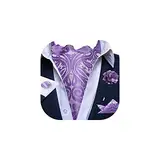 DiBanGu 4 Stück Ascot Krawatten für Herren, Jacquard Krawatte Ascot Krawatte Einstecktuch Manschettenknöpfe mit floralem Anstecknadel, lavendel, Einheitsgröße