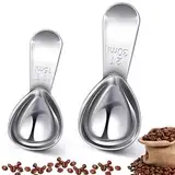 AKONE Kaffeelöffel Portionierer, 2 Pack Kaffeelöffel Edelstahl mit Kurzem Dicker Griff, Messlöffel für Kaffee, 15 ml&30 ml Dosierlöffel zum Schöpfen von Kaffee, losen Tee, Zucker, Mehl usw.