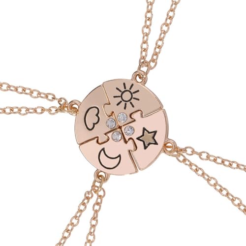 PYRUVAE 4 Stück Freundschaftskette für 4 Mädchen Halskette Schmuck Langstrecke Geburtstag Weihnachten Brautjungfer Beste Freunde Kette Geschenke Mädchen Schwestern Freundschaftsketten Bff Ketten