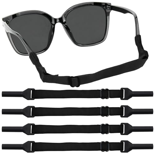 ZORRA 4 Stück Brillenband, Verstellbarer Sportbrillenband Anti Rutsch Kein Schwanz Brillenbänder, Brillenband Herren Damen Kinder für Sportbrille Sonnenbrille Lesebrille Brille Schutzbrille (schwarz)