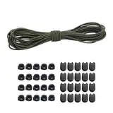 10m Elastische Gummischnur 3mm Elastische Runde Schnur Elastische Dehnbare Schnur Mit 20Pcs Reißverschluss Pull Cord Lock Cord,20PCS Doppel-Loch Frühling für Rucksack,Schnürsenkel(Dunkelgrün, 3mm*10m)