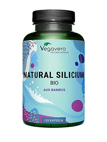 BIO Silizium Kapseln | Premium: aus 100% Bio Bambusextrakt (10:1) | Organisches Silicium hochdosiert bio | Laborgeprüft | Vegan - Ohne Zusatzstoffe | Deutsche Produktion von Vegavero® | 120 Kapseln