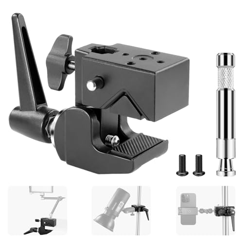 NEEWER Super Clamp mit 5/8" Bolzen, Federverschluss, 6cm Backengriff Heavy Duty Crab Pole Clamp für Rundrohre Flache Oberfläche, für Fotostudio Kamera Beleuchtung Montage, Max Load 15kg, UA017