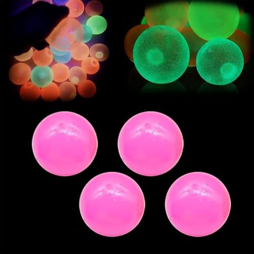 Glorbs Bälle, 4 Pack leuchtet in der dunklen Decke Bälle, super weich klebrig leuchtet Bälle, Bounce Back Bunte Fluoreszierende Fidget Spielzeug, Sensorik Spielzeug Jumping Stress Relief Bälle