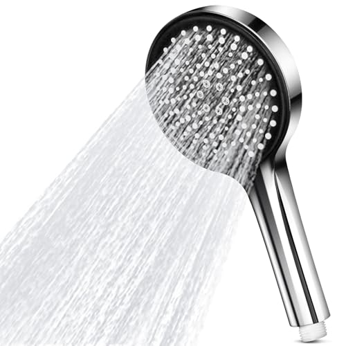 Duschkopf Wassersparend, 125mm Duschkopf Groß mit 6 Strahlarten, Turbogeladenes Design Hochdruck, Handbrause Duschbrause für Baden, Sparduschkopf, Regendusche Duschkopf Druckerhöhend, Brausekopf