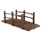 COSTWAY Teichbrücke, Gartenbrücke, 171,5 x 75,5 x 58 cm, Holzbrücke mit Geländer, Dekobrücke, Holzsteg aus Tannenholz, Zierbrücke für Garten, Teich