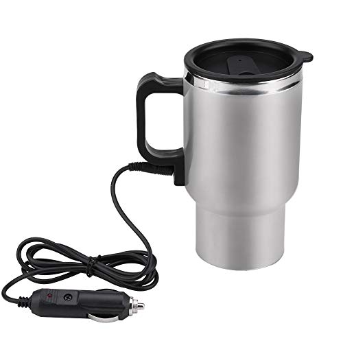 Keenso Auto 12V Wasserkocher, Auto 12V 450ml Edelstahl Zigarettenanzünder Wasserkocher Heizung Trinkbecher Reise Wasserkocher mit Zigarettenanzünderkabel