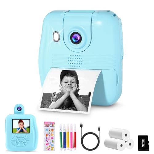 GKTZ Sofortbildkamera für Kinder - Digitalkamera Kamera 1080P Fotoapparat Kinder Kamera mit Druckpapier,Geburtstag und Weihnachten Spielzeug Geschenk für 3-12 Jahren Jungen und Mädchen