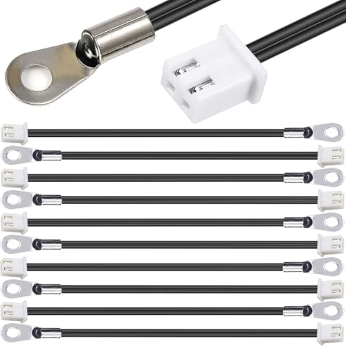 Xiatiaosann 10 Stück NTC Thermistor Temperatursensorsonde XH2.54-2P-Stecker 3950 B Empfindlicher Temperatursensor mit O-Ring Kaltgepresster Anschlussstecker für Aquarium-Warmwasserbereiter-Klimaanlage