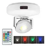 HONWELL LED Spot mit Batterie Wireless Deckenstrahler mit Fernbedienung 12 Farben Wechseln dartscheibe beleuchtung Dimmbares wandleuchte mit Drehbar Licht Kopf für Spiegelanstrich Dartscheibe,Weiß