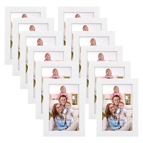 Giftgarden 12 Stück Bilderrahmen Set 10x15 cm für 15x10 Fotos und Bilder, Moderne Weiß Fotorahmen Collage, Wand- oder Tischaufsteller - Geschenk Freund