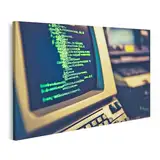islandburner Bild auf Leinwand Vintage Computer mit Programmiercode für Arbeitszimmer Computerfreaks Technikladen Bilder Wandbilder Poster
