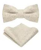 JEMYGINS Fliege Herren Beige in Wolle Kaschmir Einfarbig Filz Geeignet für Herbst und Winter und Einstecktuch Sets(3)
