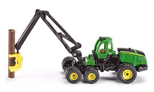 siku 1652, John Deere Harvester, Forstwirtschaft, Metall/Kunststoff, 1:87, Grün, Inkl. Baumstamm, Drehbarer Kran